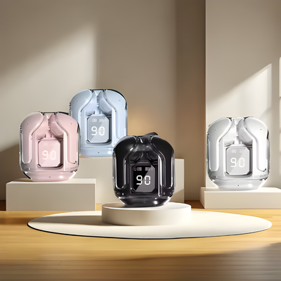 Transparante Bluetooth-oordopjes met LED-display
