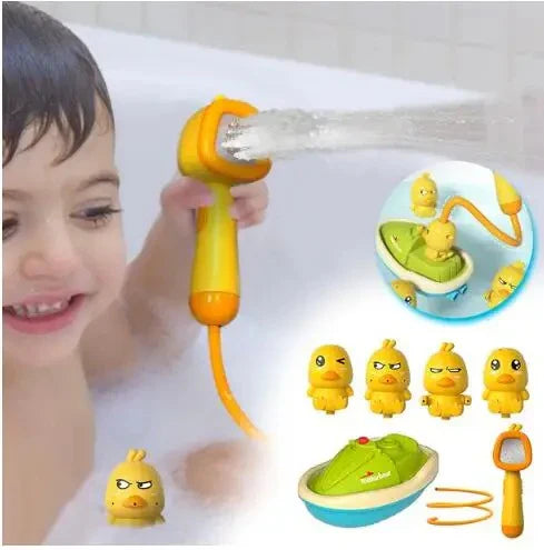 Eendjes-fontein badspeeltje met douche-sproeier