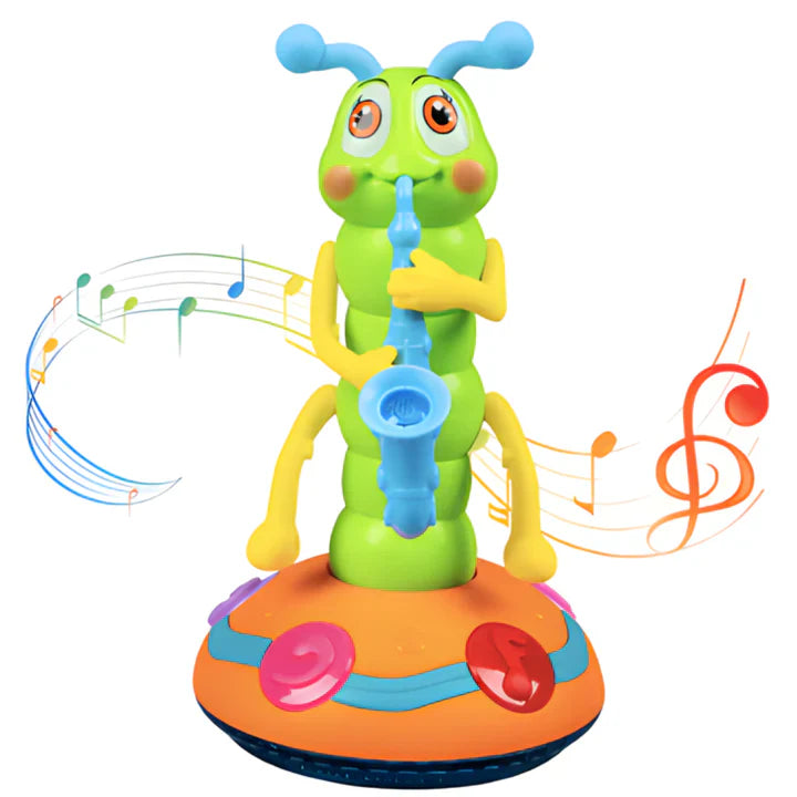 Muzikale, lichtgevende rups – een interactief speeltje voor kinderen