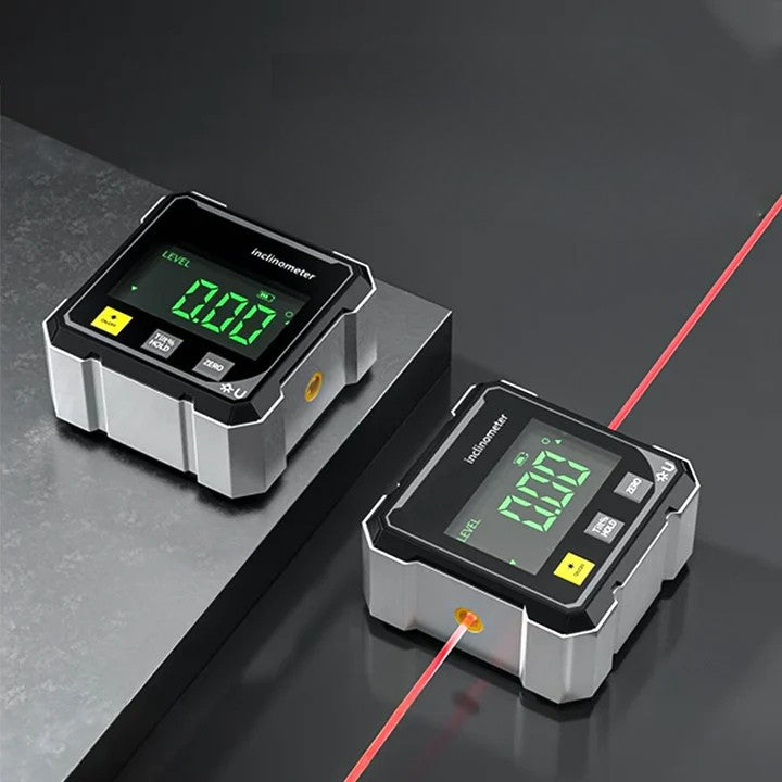 Digitale hoekmeter met laser en magneten