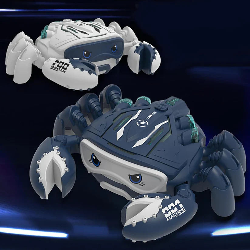 Helder oplichtende muzikale krab met zachte waternevel