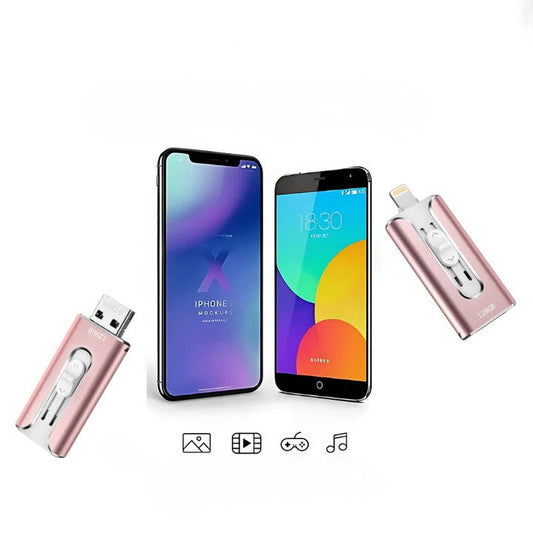 4-in-1 USB-geheugenstick voor telefoons en computers