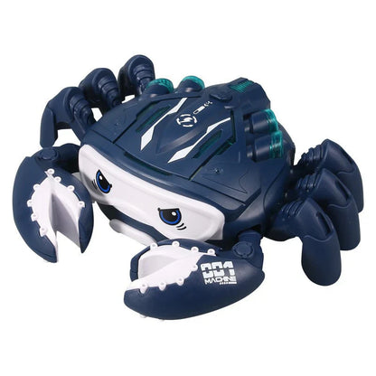 Helder oplichtende muzikale krab met zachte waternevel