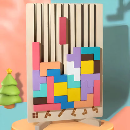 Montessori Houten Tetris – Educatief 3D Constructiespel voor Kinderen