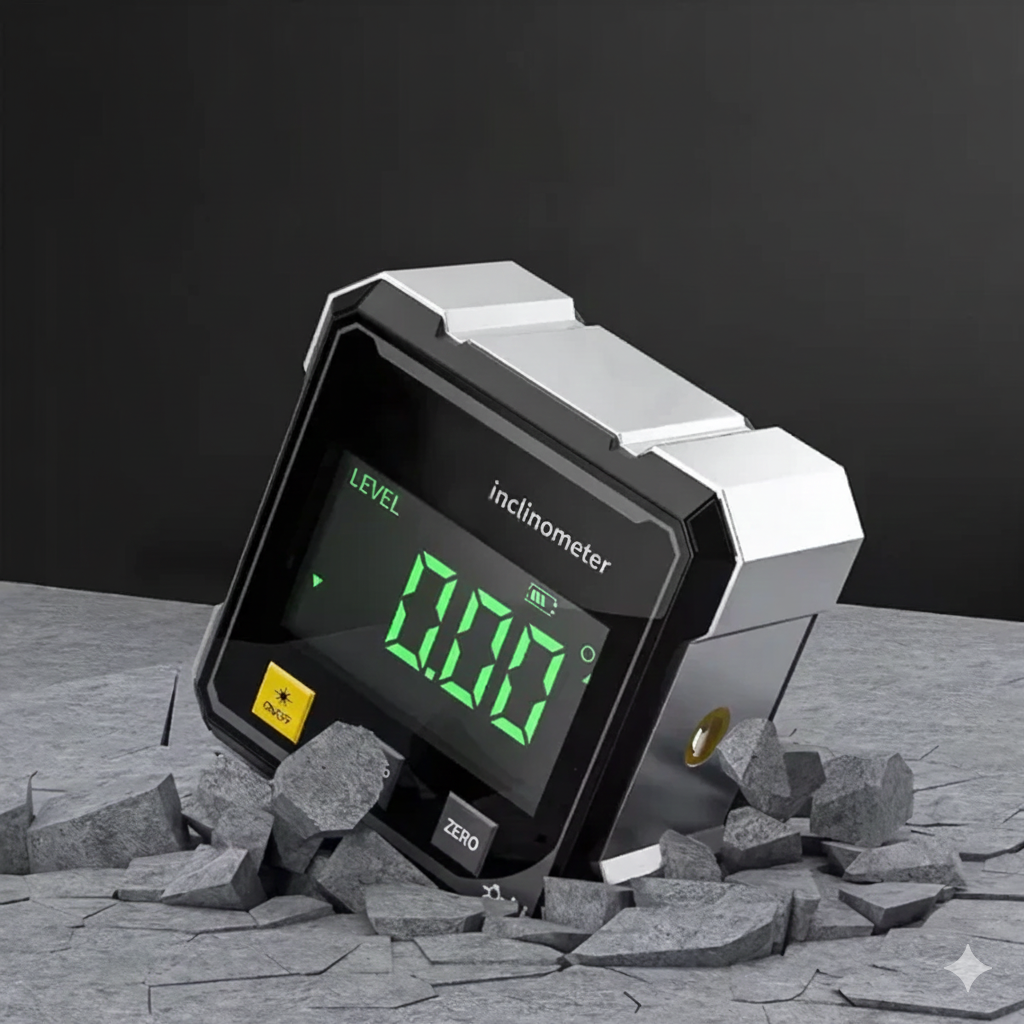 Digitale hoekmeter met laser en magneten