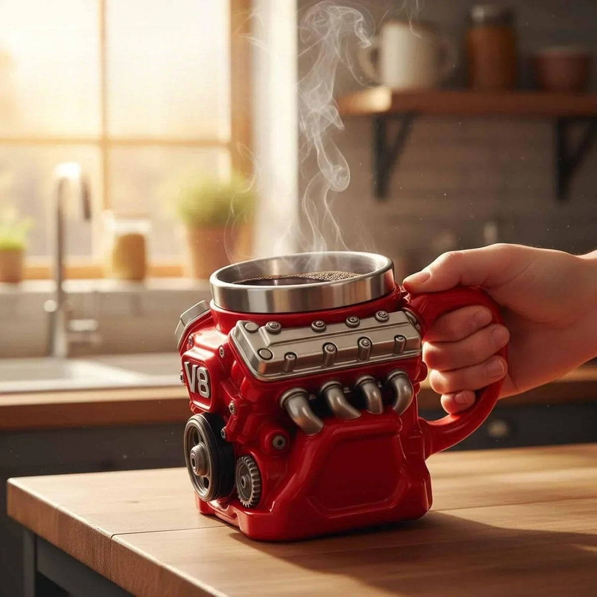Mok met V8-motief – het perfecte cadeau voor elke man