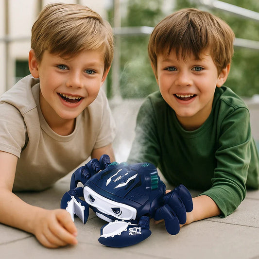 Helder oplichtende muzikale krab met zachte waternevel