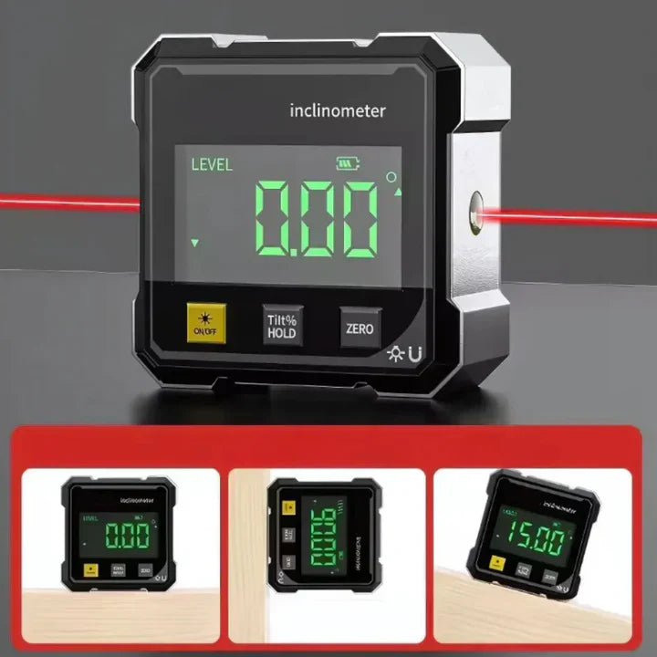 Digitale hoekmeter met laser en magneten