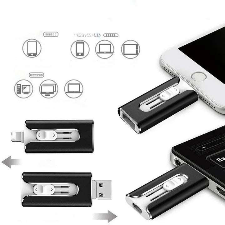 4-in-1 USB-geheugenstick voor telefoons en computers