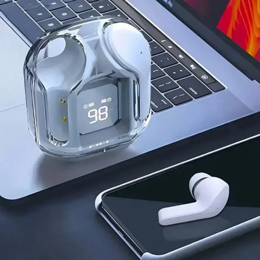 Transparante Bluetooth-oordopjes met LED-display
