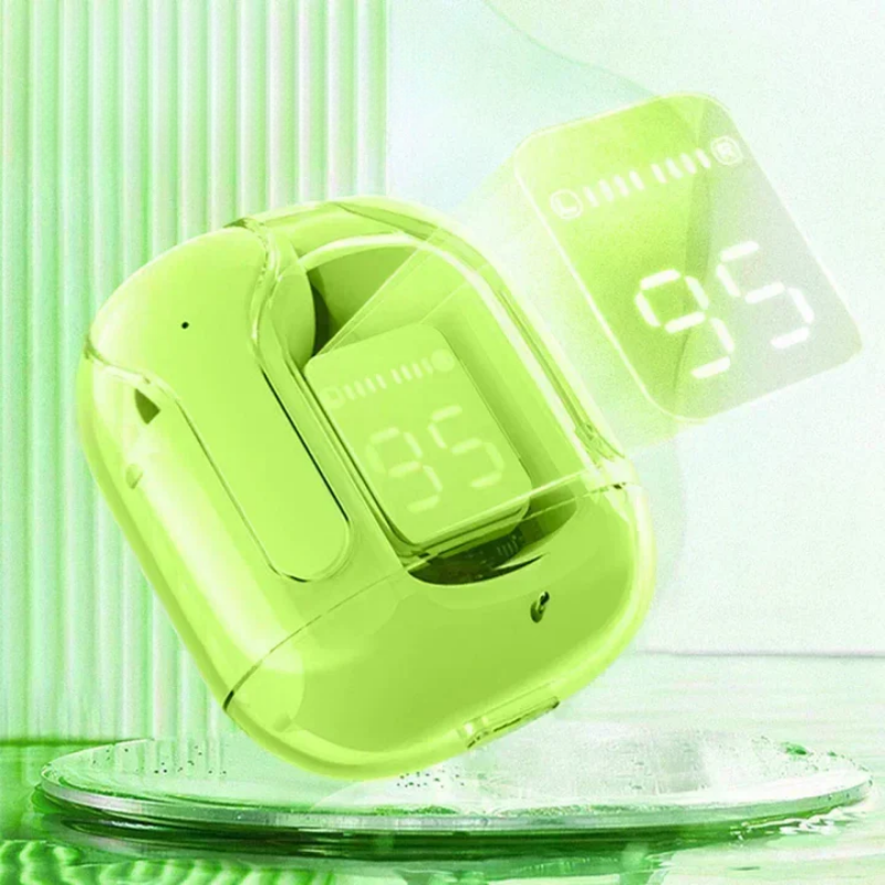Transparante Bluetooth-oordopjes met LED-display