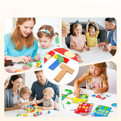 Houten T-vormige puzzel voor kinderen en volwassenen