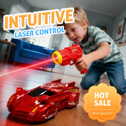 Laser-gestuurde RC-auto voor kinderen die tegen muren kan rijden